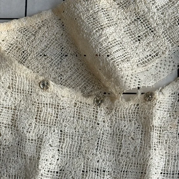 Antique Lace Collar & Trim Lot Victorian Edwardian Filet Lace Heirloom Sewing - Picture 7 of 12